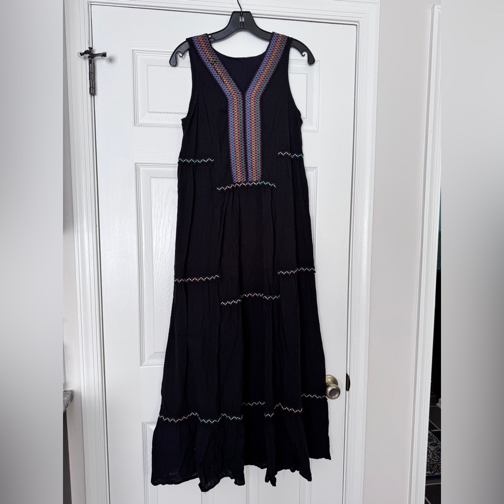 Black Tiered Maxi Sundress with Halter Neckline